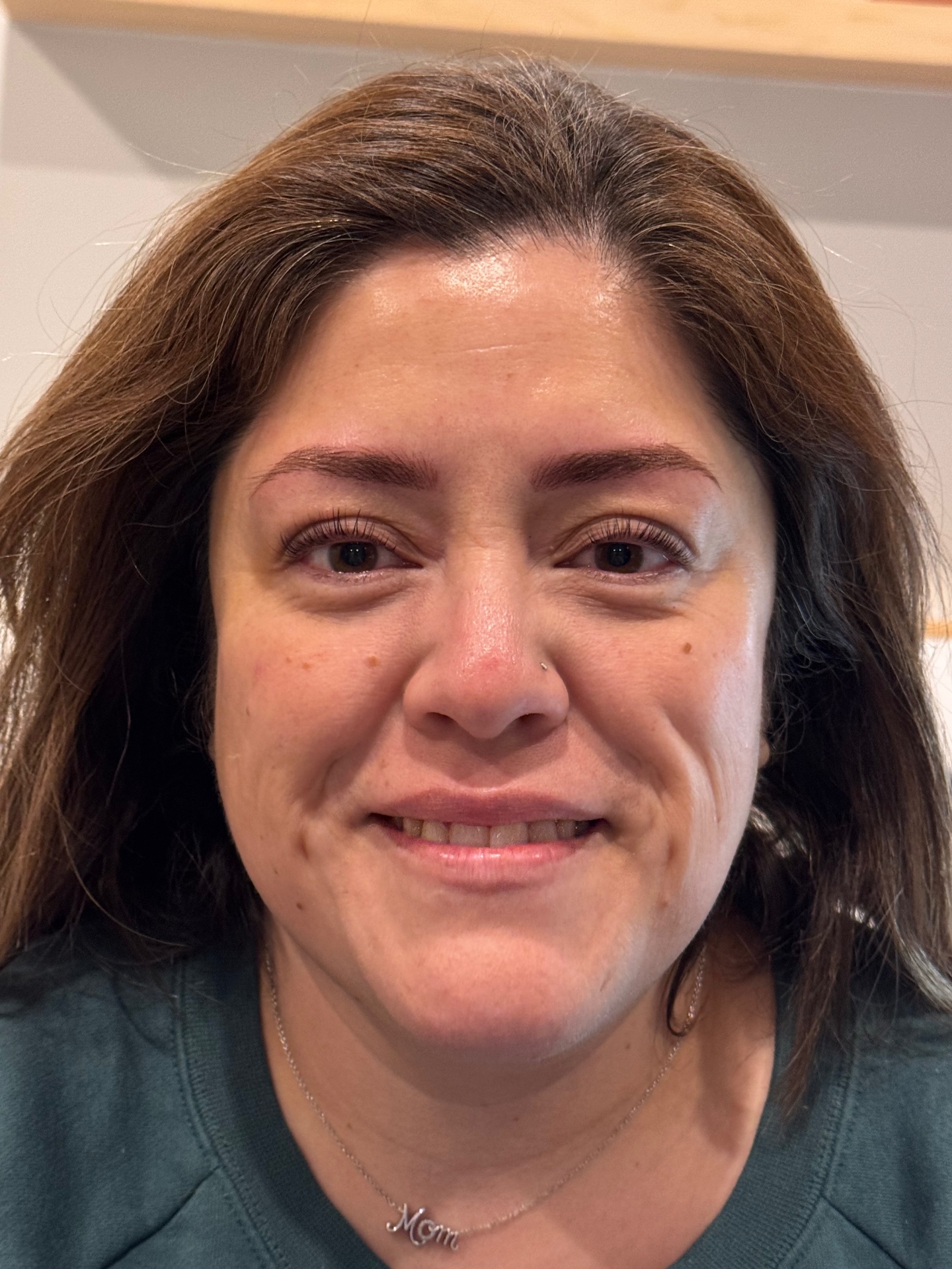 Client immediately after her nano brow appointment