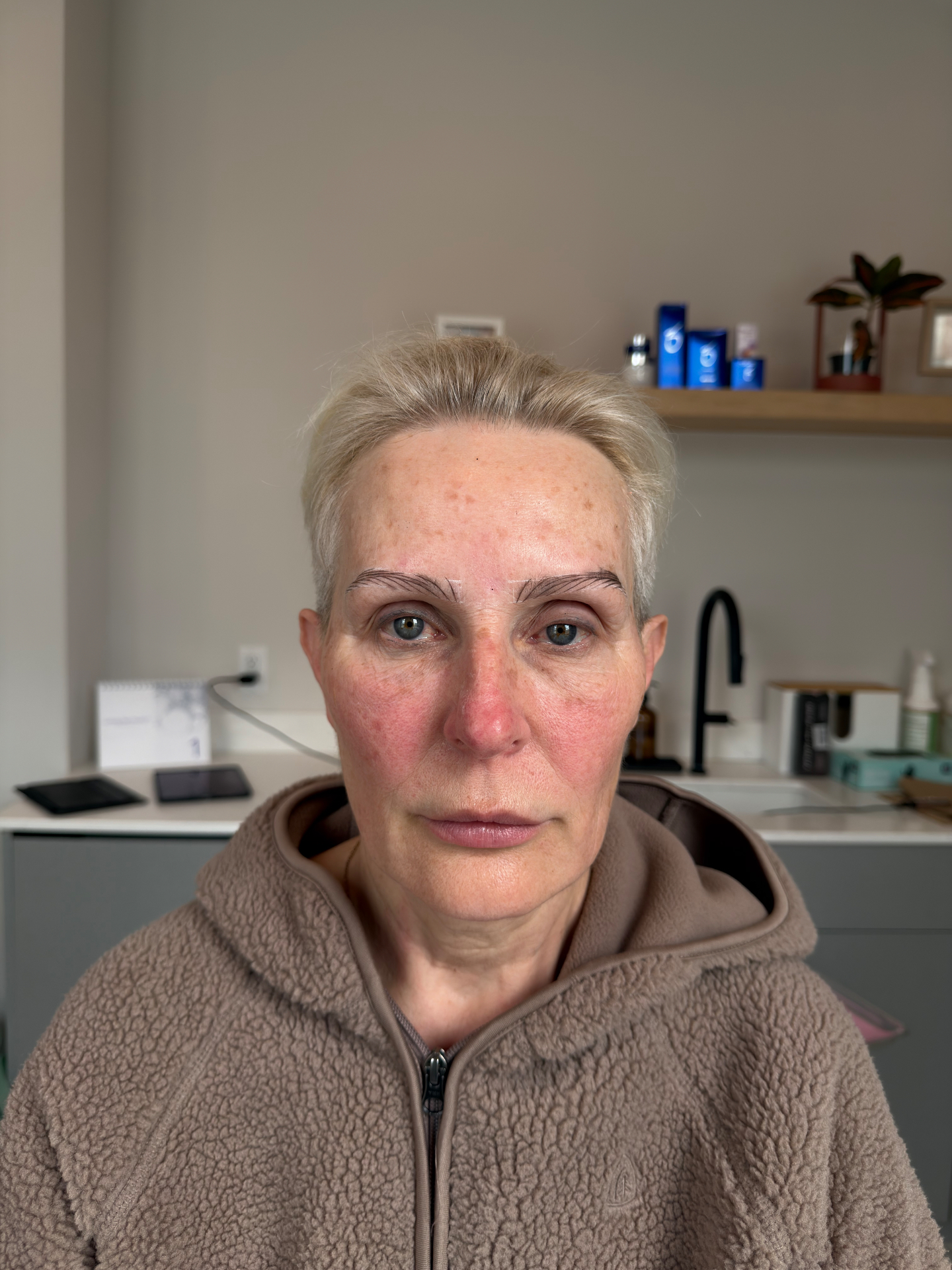 Brow mapping drawn on before the restorative brow appointment