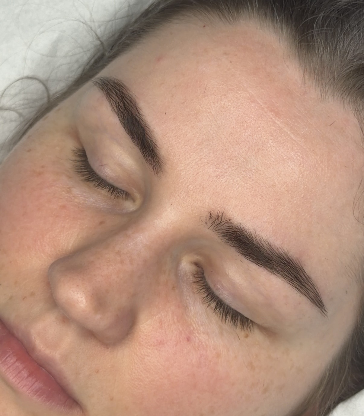 Client's brows immediately after shaping and tint