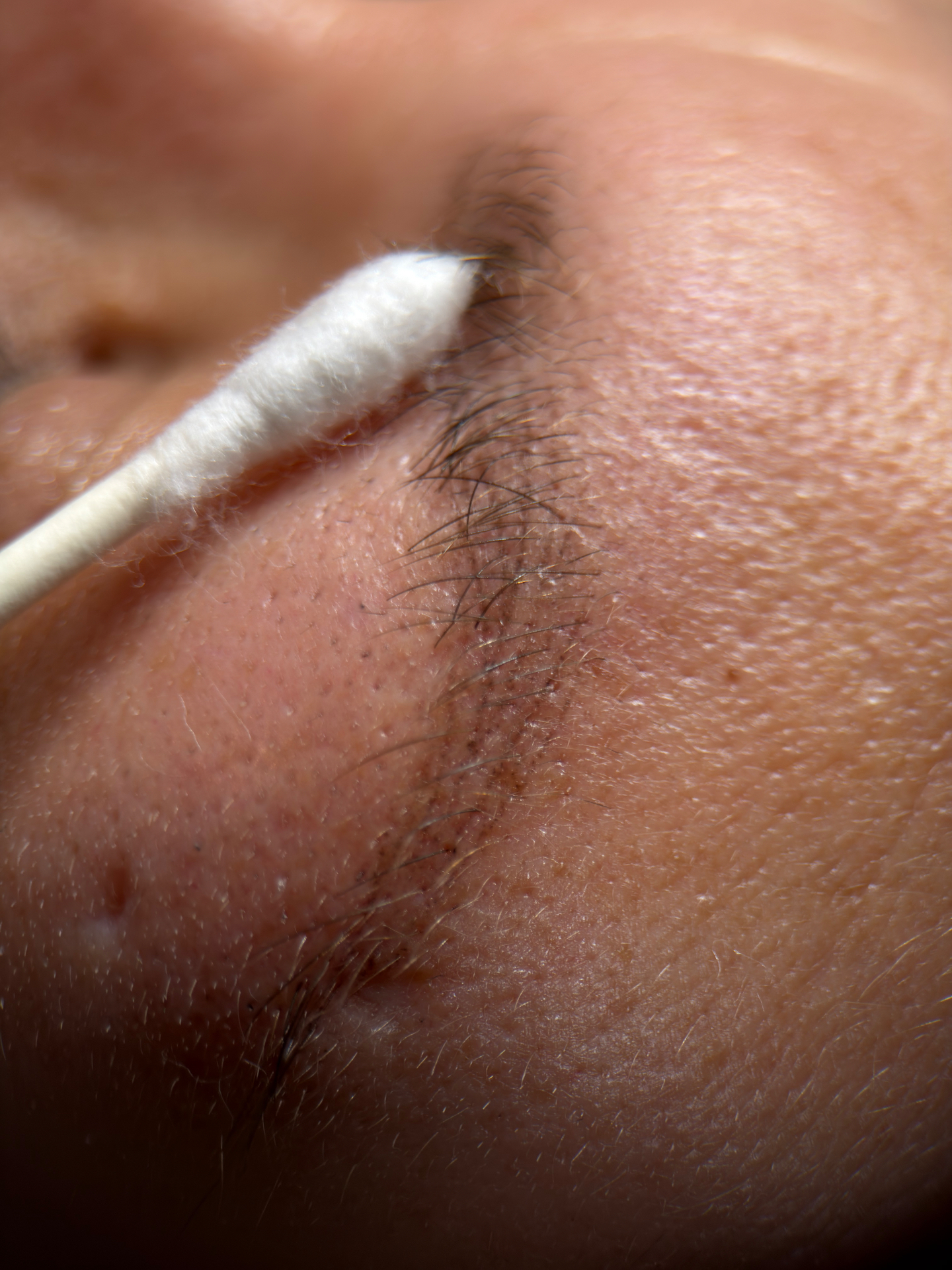 Healed nano hairstrokes up close, showing fine stroke detail